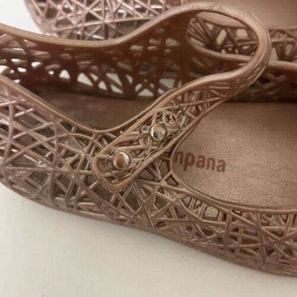 Mini Melissa + Campana Rose Gold Zig Zag Shoes Baby Girls Size 7 - Picture 6 of 10
